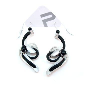 POLY Black Rubber and silver Twisted Dangles